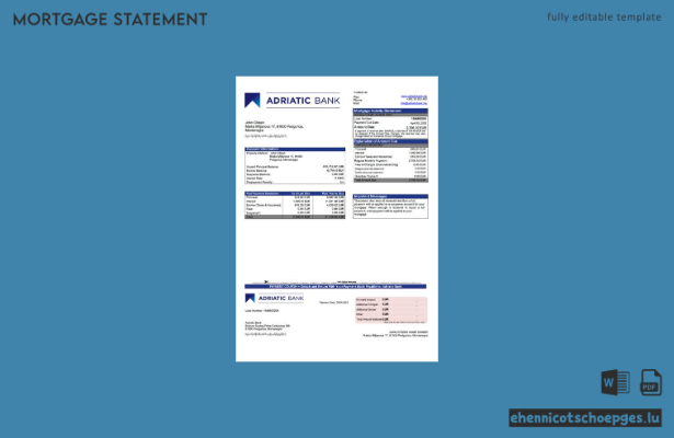Beispiel eines Hypothekenauszugs der Montenegro Adriatic Bank (Word- und PDF-Datei)
